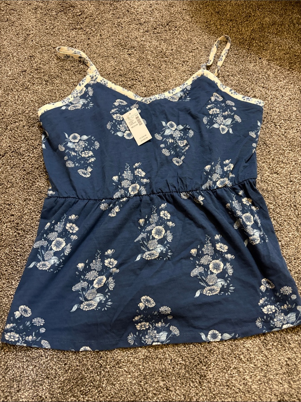 NWT Maurices Navy Floral Peplum Cami Top